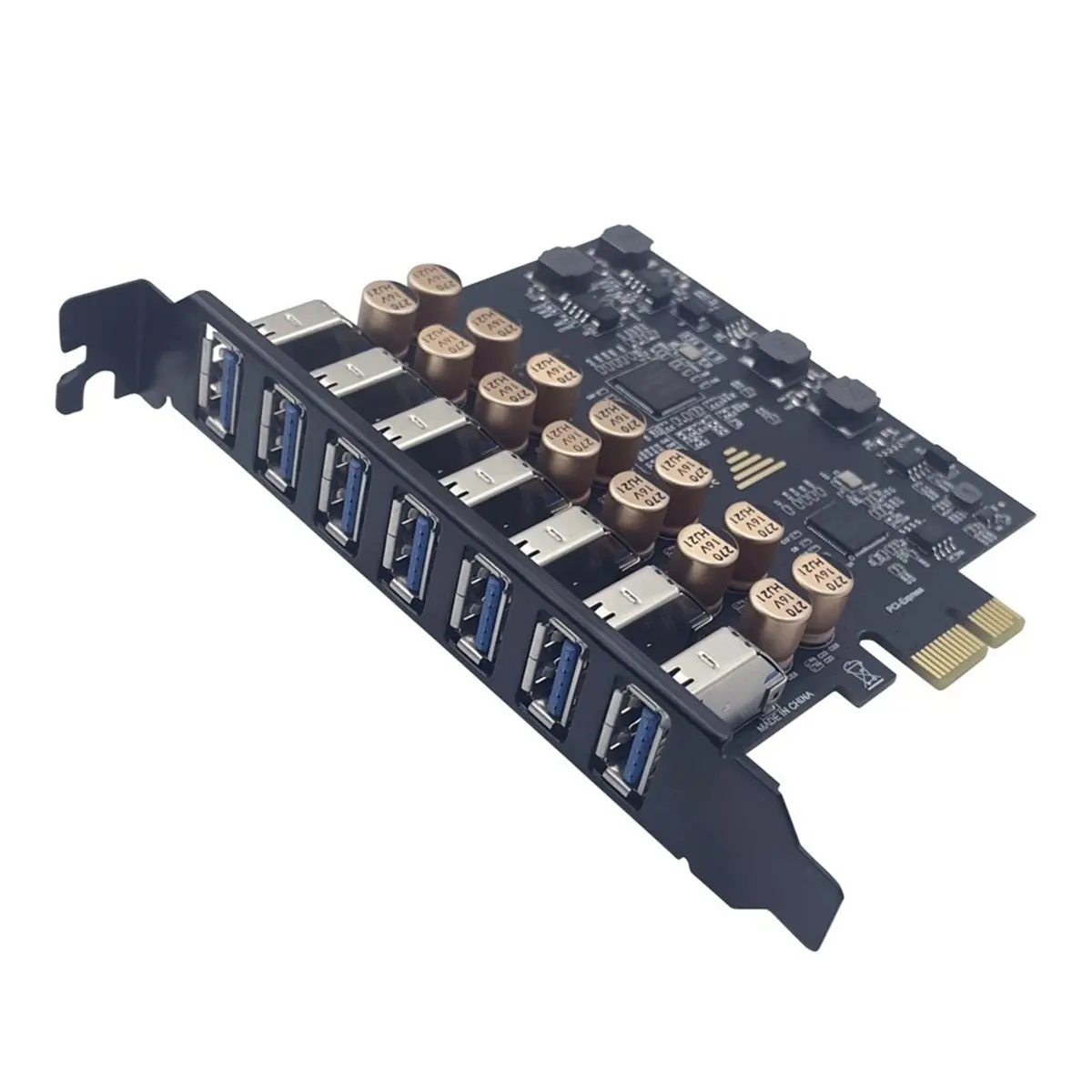 *A91P USB 3.0 PCI-E Expansion Card 7 Ports USB 3.0 External Hub Adapter PCI-E Extender PCI Express Card for Desktop PC