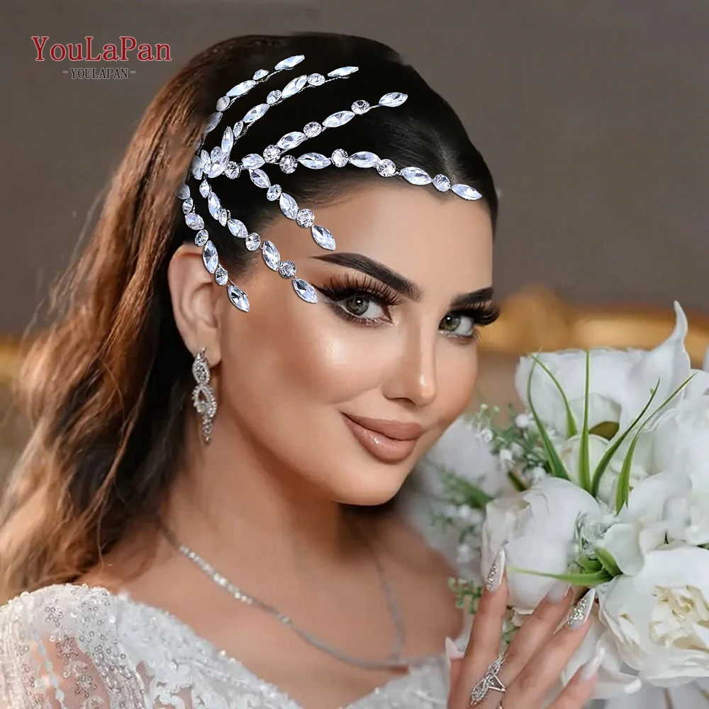 YouLaPan สีสัน Rhinestone Headwear เจ้าสาวงานแต่งงาน Headpiece เพื่อนเจ้าสาวอุปกรณ์เสริมผม Handmade แถบคาดศีรษะเงา Hairwear HP902