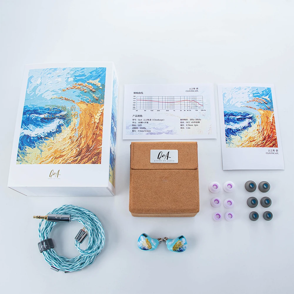 جديد QoA سحابة سكيب سماعة 1 ديناميكية + 1 مستو في الأذن سماعة مع 3.5 مللي متر 4.4 مللي متر التوصيل سماعات الأذن HiFi السلكية سماعة كابل IEM #6