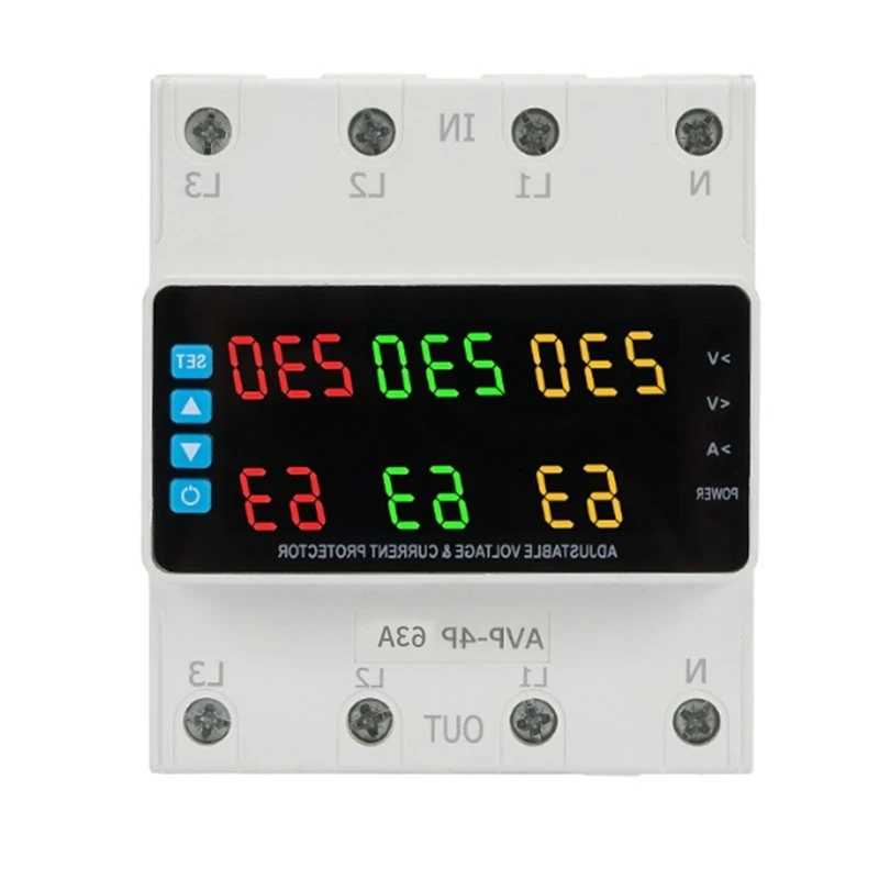 ABNM 3 Phase 220-380V Voltage Relay 63A Changeover Switch Overvoltage/Undervoltage/ Overcurrent/Phase Loss Protection Keep