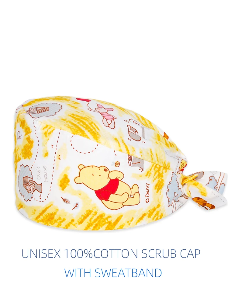 100% Cotton Soft Scrub Cap Surgical Head Hat Nursing Caps Clinical Vet Breathable Chef Pediatric Healthcare Medical Surgical Hat