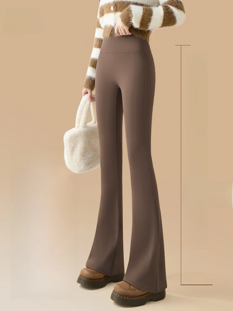 プラスサイズ ハイウエスト フィットネス ヨガパンツ レディース 秋冬 ベルボトムパンツ スリム 暖かい カジュアル ナイロン スパンデックス