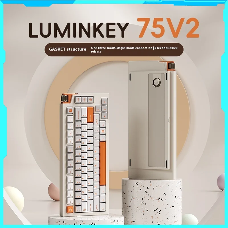 LUMINKEY 75V2 Mechanical keyboard Bluetooth wireless aluminum customized the third mock examination E-sports game hot plug