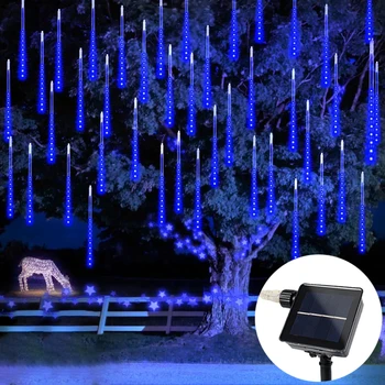 Lichterkette führte 8 Rohr 30/50cm Urlaub Girlande Hochzeit Weihnachts baum Dekoration Solar Meteorsc hauer Regen String Licht im Freien
