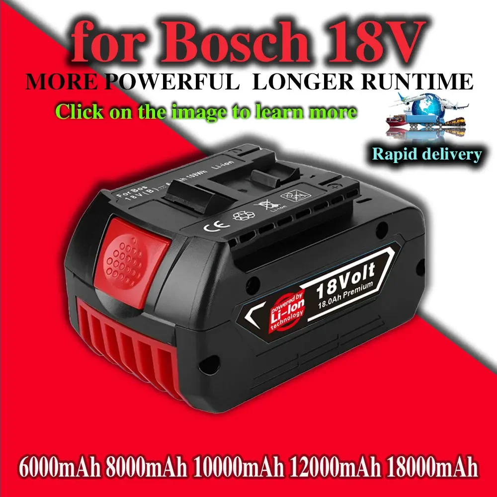 Used for Bosch Drill Rechargeable Lithium-ion Battery, 18V Battery, 6.0 Ah 18.0 Ah, BAT609, BAT609G, BAT618, BAT618G, BAT614