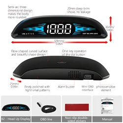 BTG B2 Car HUD Head Up Display Digtial Speed Fuel Consumption Water Temperature With RPM Voltage Alarm For Petrol Car