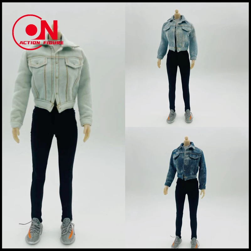 1/6 مقياس أنثى الجندي معطف قصير الدنيم سترة الملابس الإكسسوار يناسب 12 بوصة عمل نموذج لجسم دمية #1