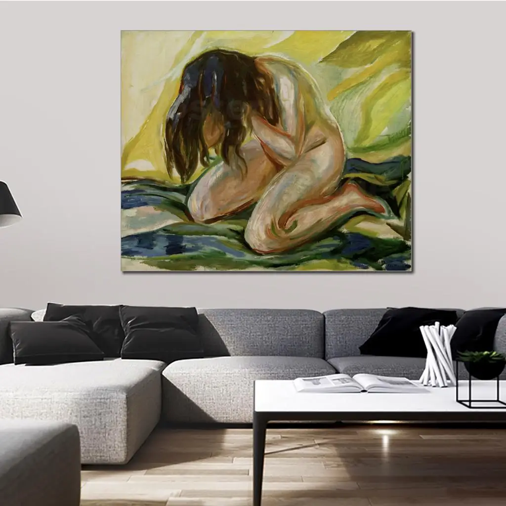 

Copy Paintings of Famous Artist Female Nude Kneeling Edvard Munch Artwork High Quality Handmade