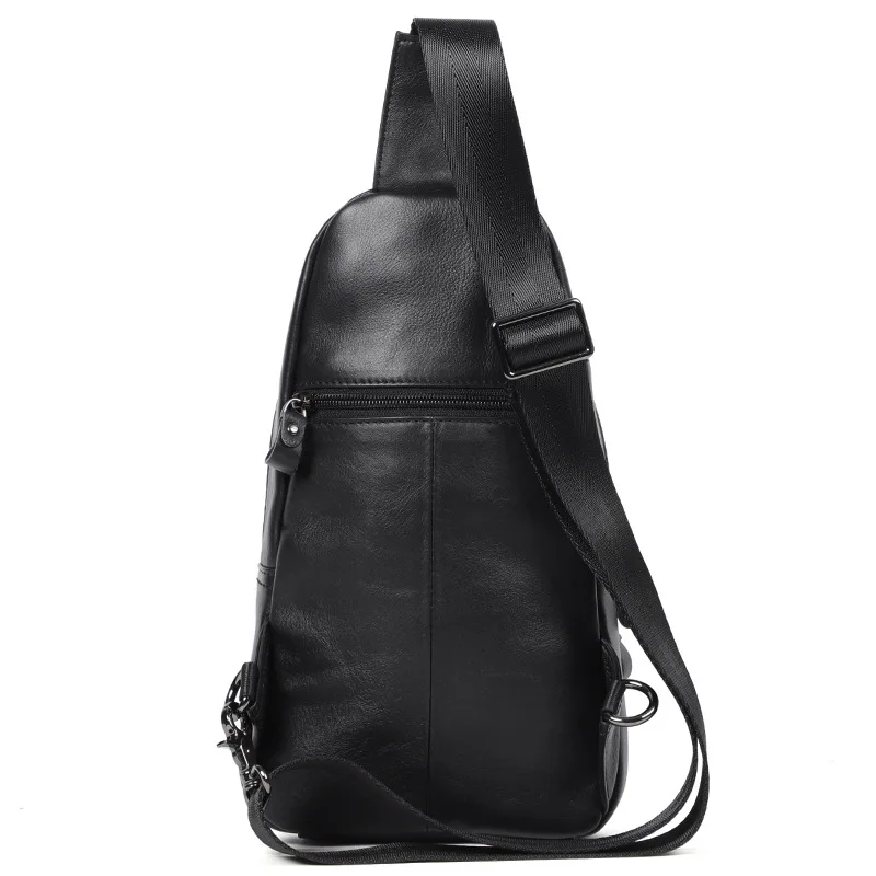Genuine Leather Men Chest Bag Vintage Sling Bag Casual Crossbody Shoulder Bag Small Backpack for Male Daily Travel