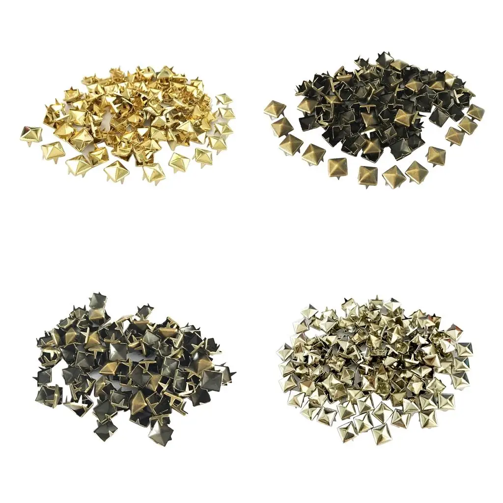 Square Claw Rivets Copper Pyramid Leathercraft Studs Nailheads Metal Studs for Upholstered Decor and Belts DIY