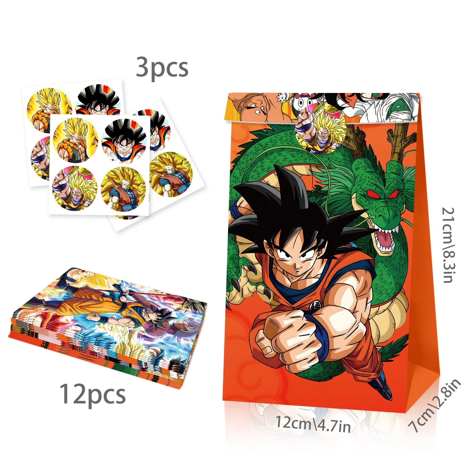 12/24 Stück Dragon Ball Party-Geschenktüten mit Aufklebern Anime-Thema Geburtstagsgeschenk Glückstüten – Detail 5
