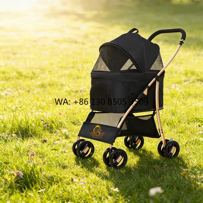 

High-Strength Iron Pipe Pet Stroller with Safety Rope Lock Waterproof Cat Stroller for Outdoor Walking Shopping Travel
