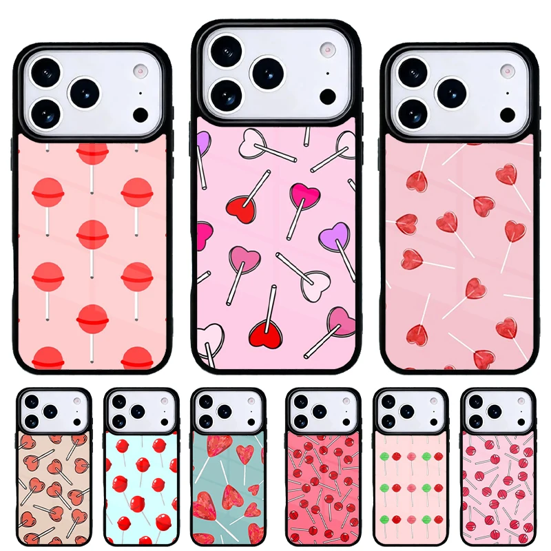 Funda para móvil con piruletas rojas para iPhone Pro Max