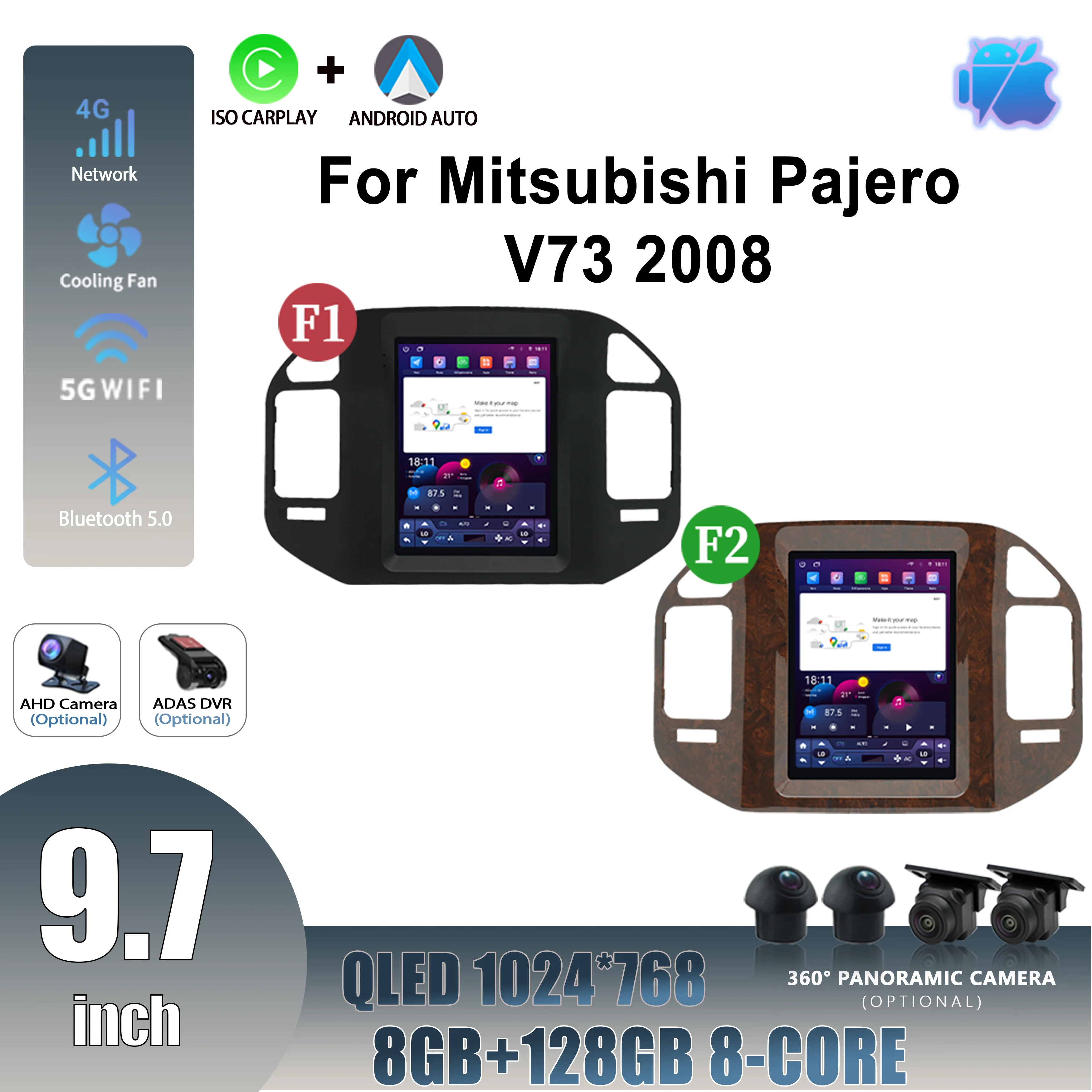 

9.7inch For Mitsubishi Pajero V73 2008 Android 14 Car Radio Multimedia Intelligent GPS Wireless Apple Carplay Touch Screen