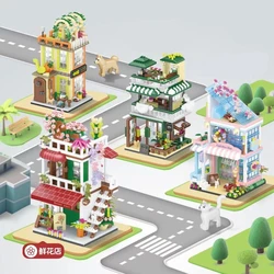 City Street View Dessert Shop Coffee Shop Music Bar Building Block Assembly Children's Toy Decoration For Girl Birthday Gift