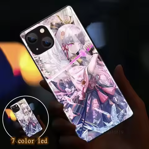 For Mi 13 14 12 Lite 12T 11T 13T 11 10T Poco X4 M4 X3 GT F3 Pro F4 F5 Magic Genshin Hu Tao LED Flash Phone Case Luminous Cover