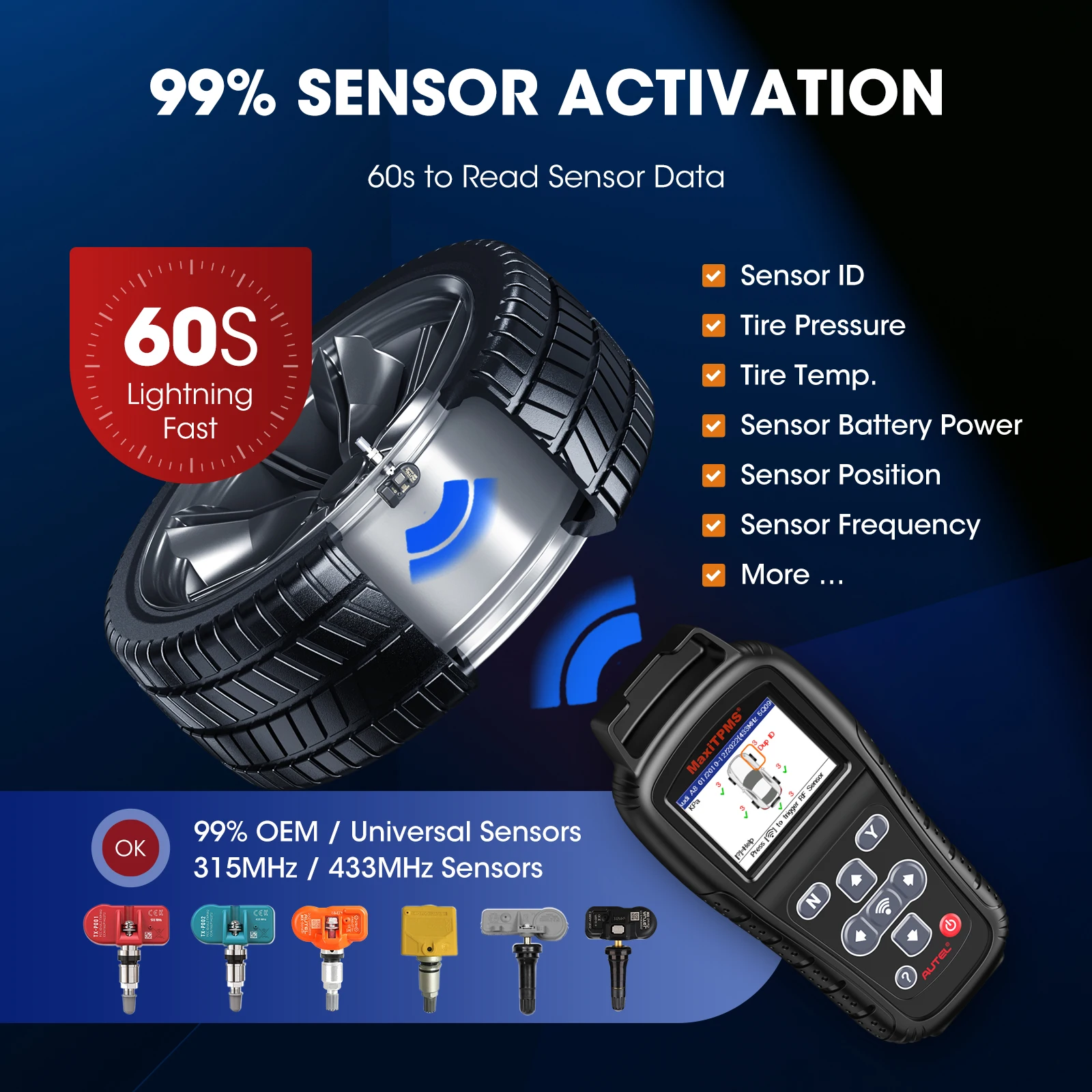 Autel MaxiTPMS TS408S MX-Sensor TPMS Programmer Relearn Tool 2024 OBD Programmming Scanner Upgraded of Autel TS408 TS401