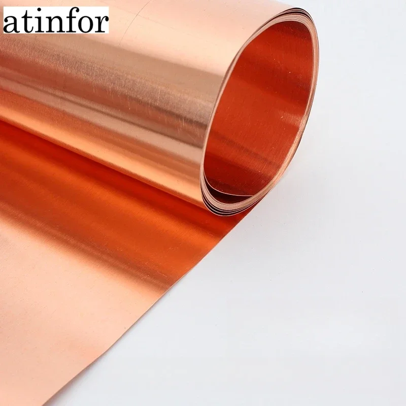 atinfor Customized 99.95% Oxygen Free Copper Cu Foil, High Purity oxygen-free Cu Sheet Copper Plate for Research Experimen