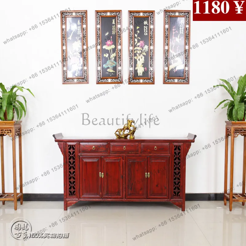 Ming and Qing classical furniture dining side cabinet multi-functional four-door three-bucket cabinet