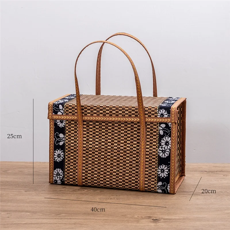 ABXF-Woven Bamboo Products Camping Tragbare Aufbewahrungsbox Handgewebter Korb Spezieller Outdoor-Picknickkorb Gewebter Korb