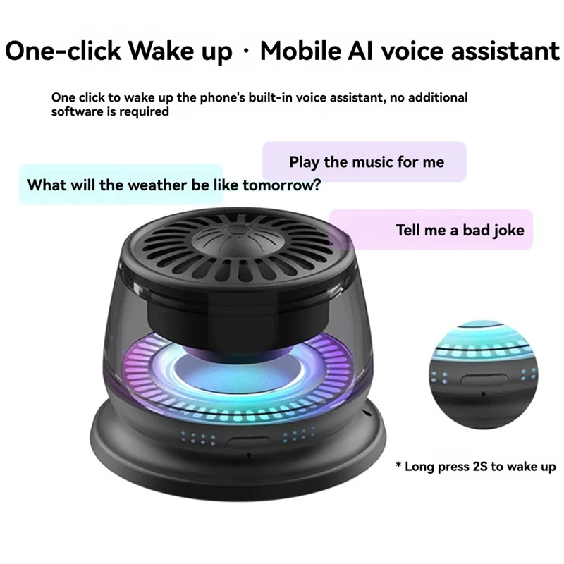 مكبر صوت ABKO-Mini سمّاعات بلوتوث، دعامة مغناطيسية، جودة صوت عالية، ضوء LED ملون محمول