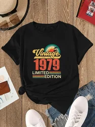 Retro Vintage 1979 Limited Edition Crew Neck Casual Short Sleeve Print Shirt Vintage Summer Graphic T-Shirt for Women