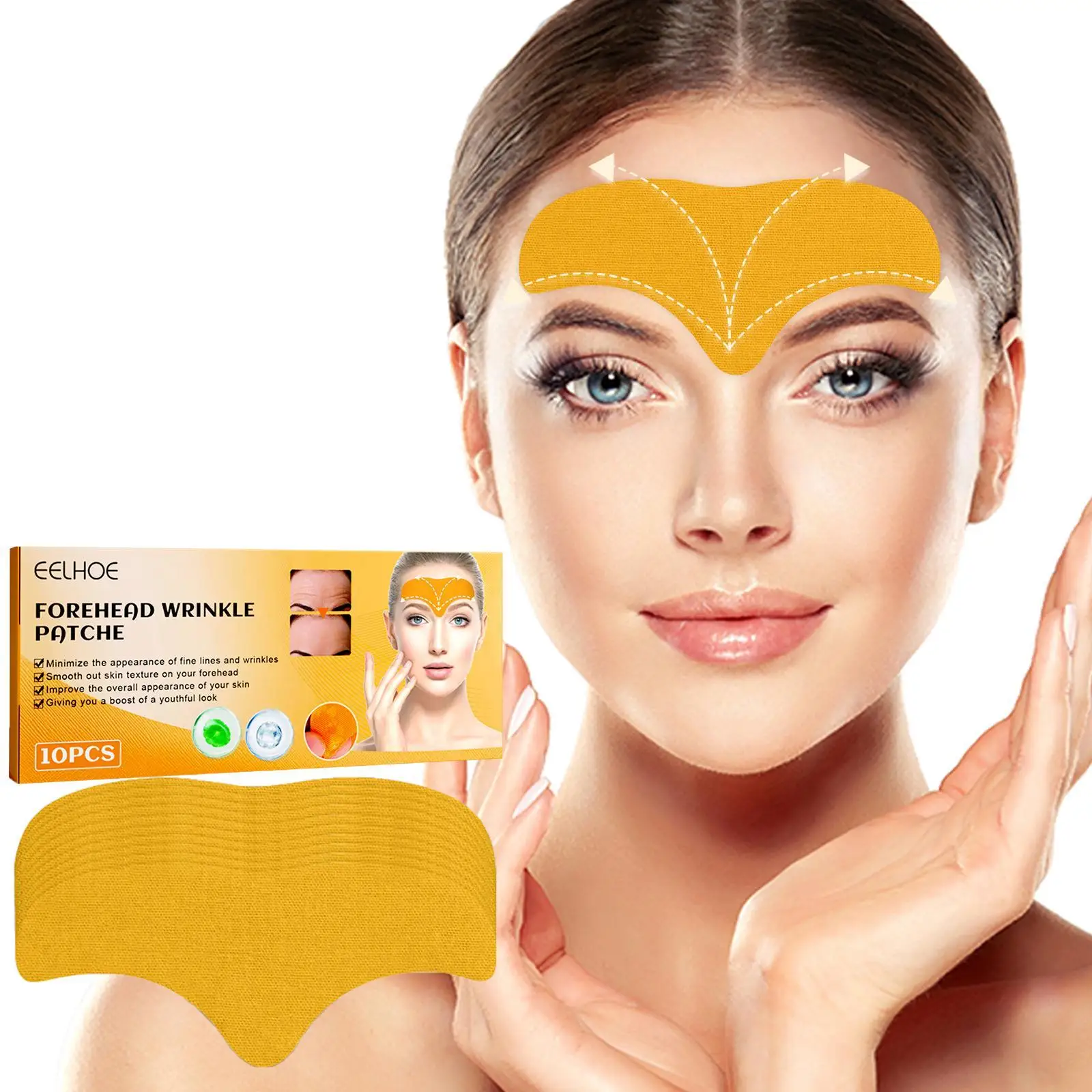 10pcs Collagen Forehead Wrinkle Patches Face Mask Head Lines Remover Masks Lifting Anti-Aging Forehead Line Removal Gel Patch