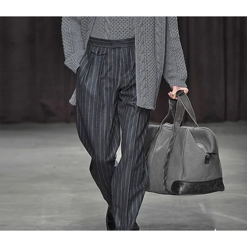 

Новые прямые брюки осенне-зимней одежды в стиле ретро, американские широкие брюки в вертикальную полоску, повседневные брюки, чувствительные возраст брюки