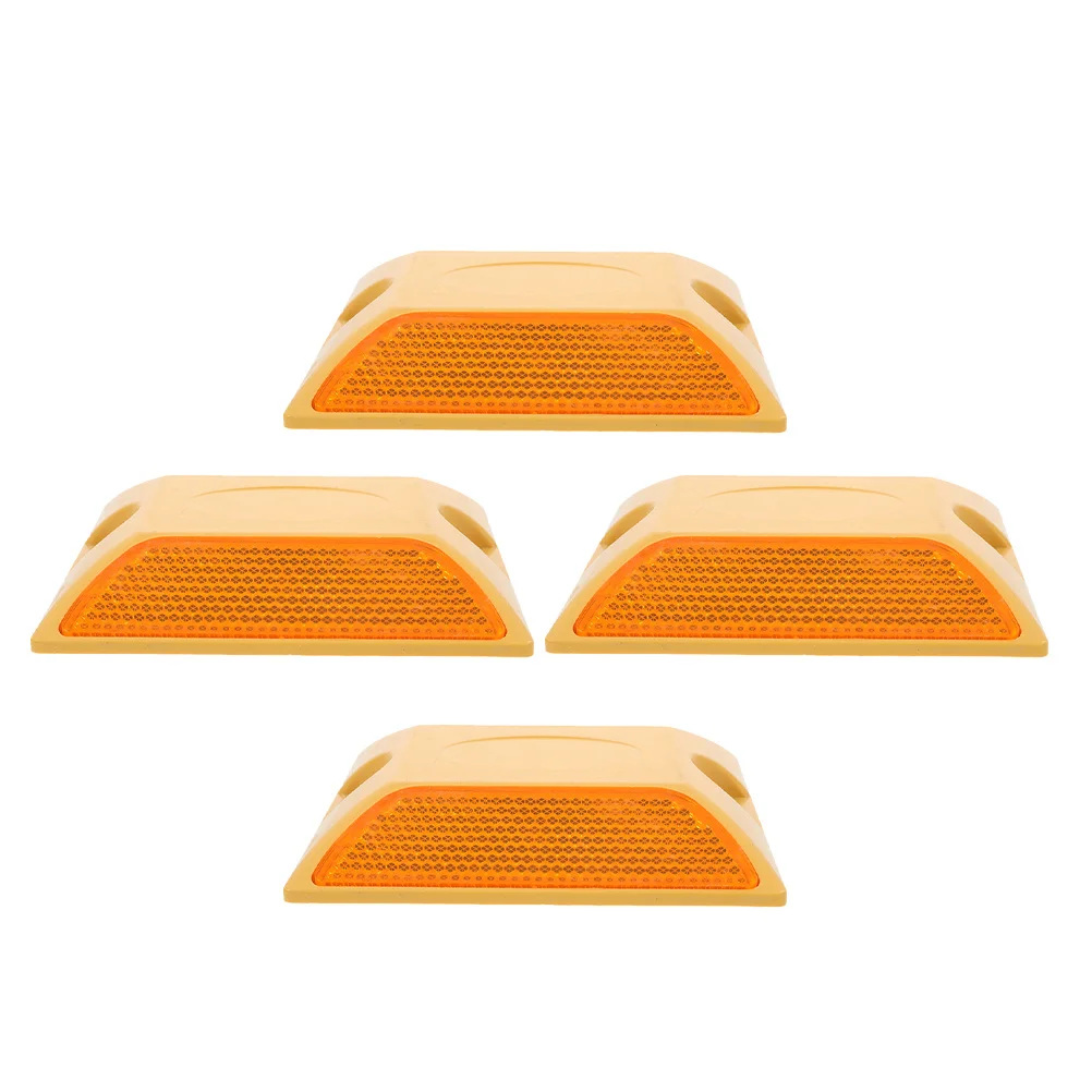 

4Pcs Road Stud Reflectors Dual-Sided Raised Reflective Plastic Markers Highway Pavement Driveway Safety Markers