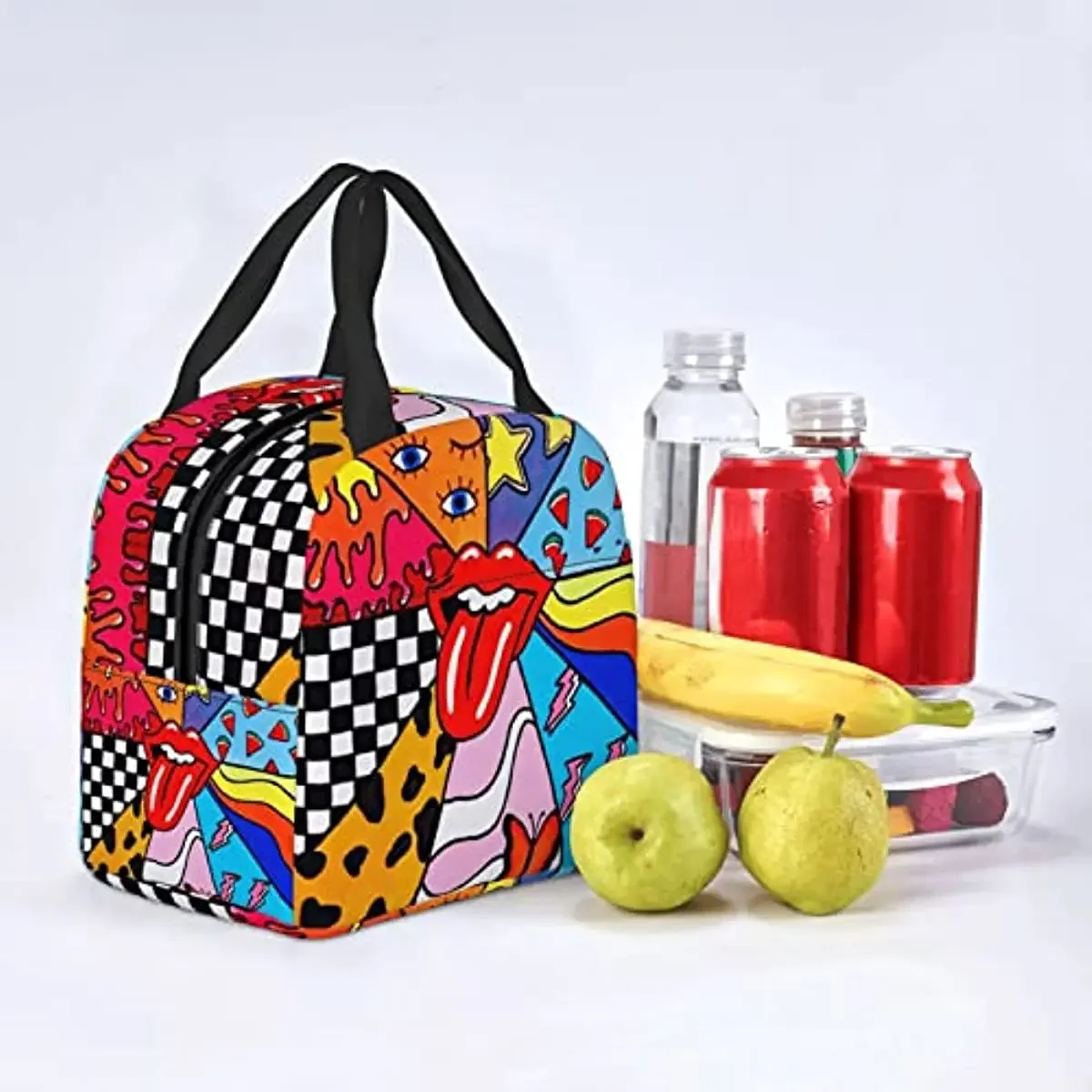 

Lunch Bag Insulated Hippie Painting Lunch Box Reusable Waterproof Lunch Tote
