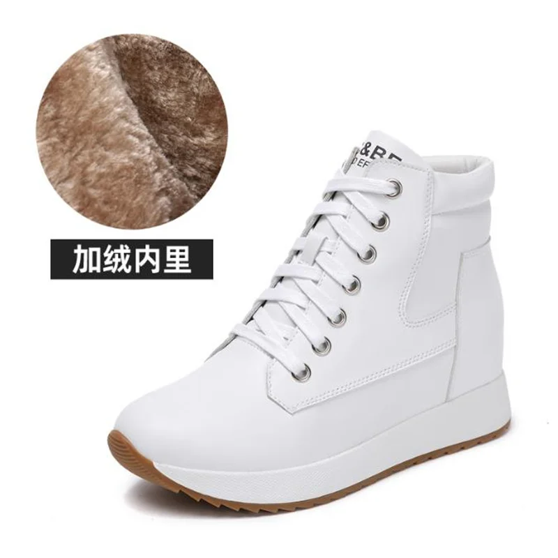 7cm Cow Platform Wedge Chunky Sneakers Mixed Color Spring Women Genuine Leather Autumn Ankle Boots Ladies Booties Shoes 33 41