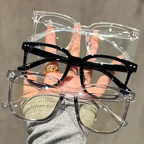 1/2/3 Pairs of Universal Fashion Glasses, Square-Framed Glasses, Fashionable Campus Style, Clear Black Frame, Back to School
