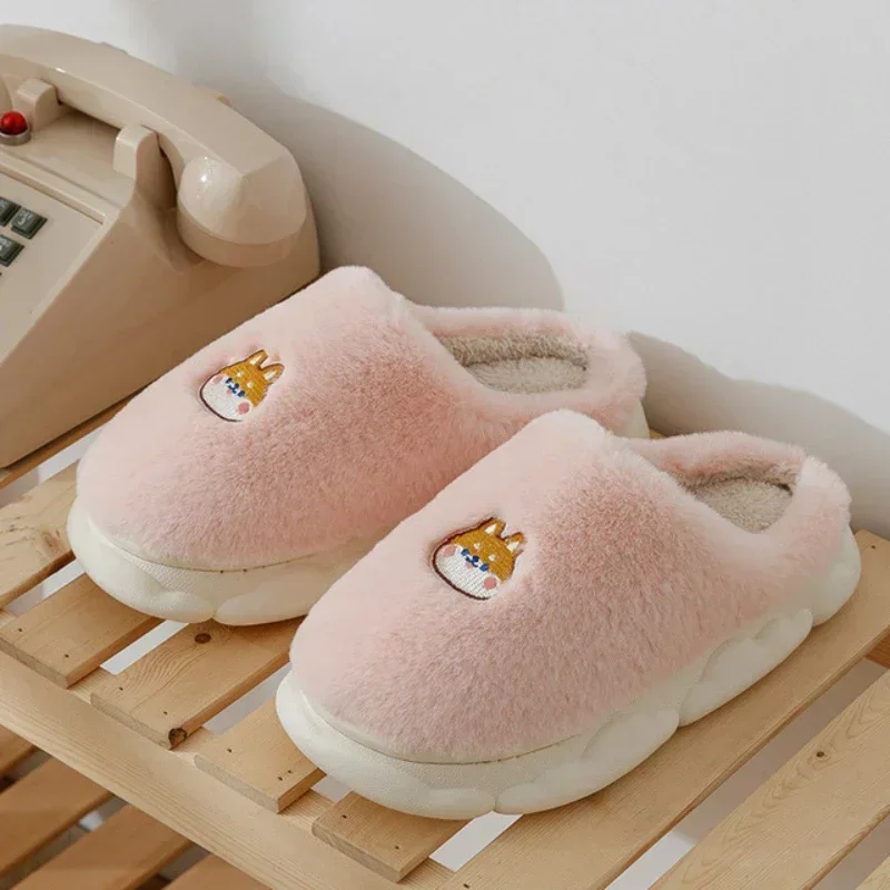 

Fuzzy Cloud Slipper Women Shiba inu slippers crocodile Winter Warm Plush astronaut House Indoor woman Non Slip Men Shoes Female