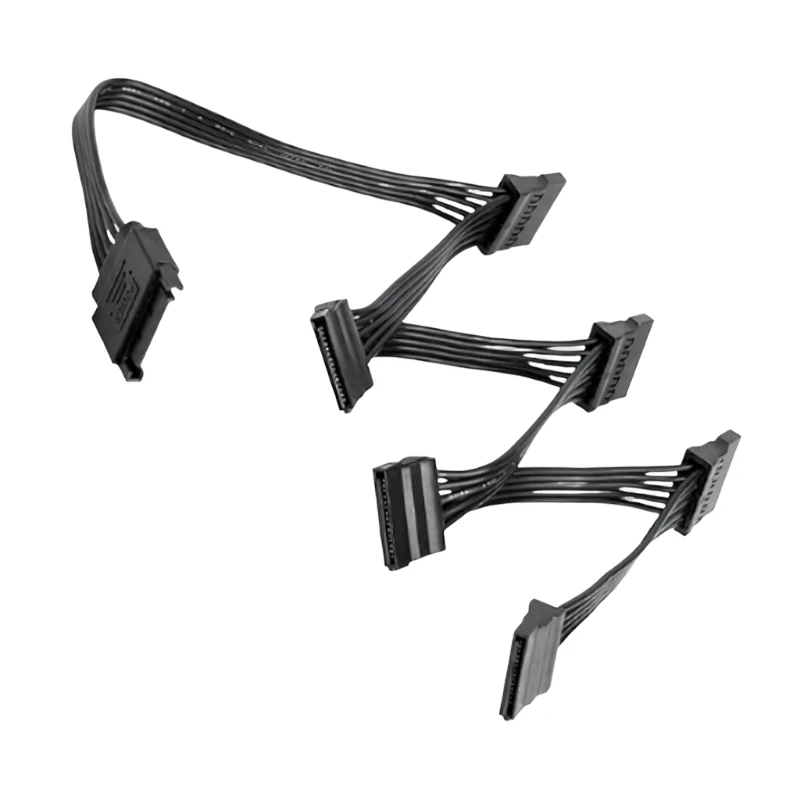 SATAs Extension Power Cable for Desktop Storage Setups, 15Pin 1 to 6 Splitter Leads for Hard Drive Additions, Internal Case Wire