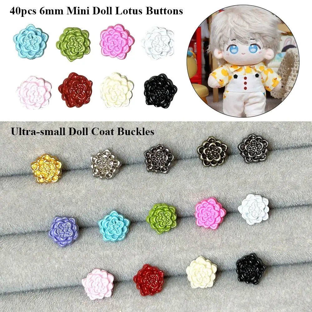 

40Pcs 6mm Mini Doll Lotus Buttons Ultra-small Flowers Shape Doll Coat Buckles DIY Handmade Doll Shoes Buckles Accessories