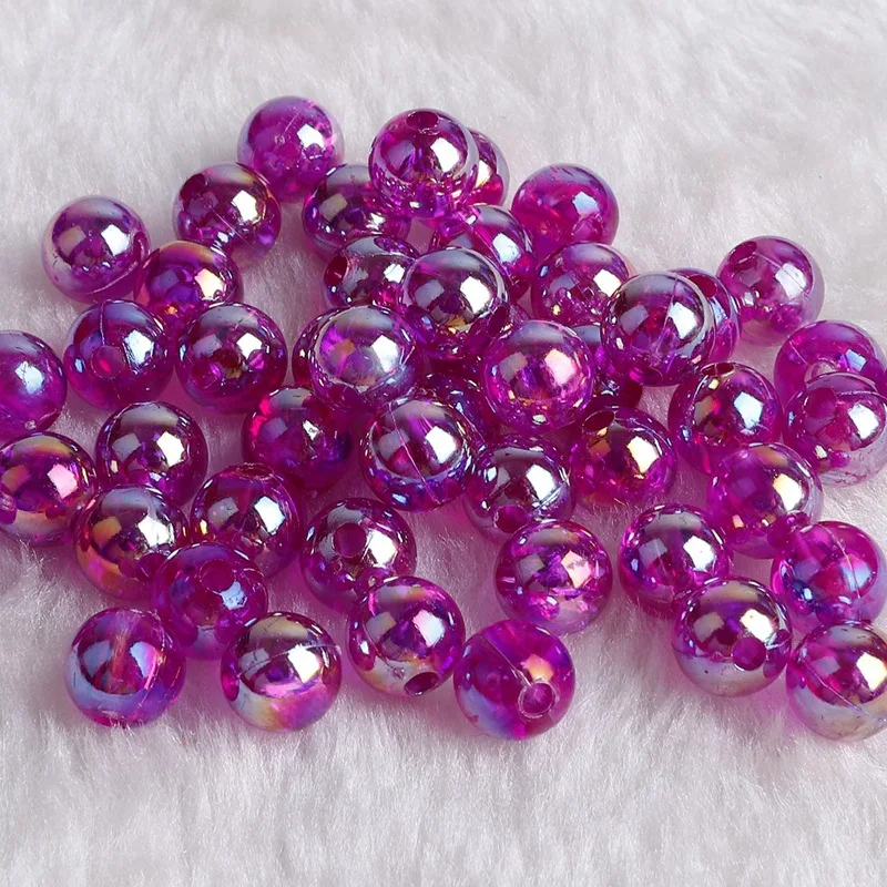 50/100pcs/Pack 6mm/8mm/10mm Iridescent AB Color DIY Acrylic Round Shape Beads For Jewelry Making