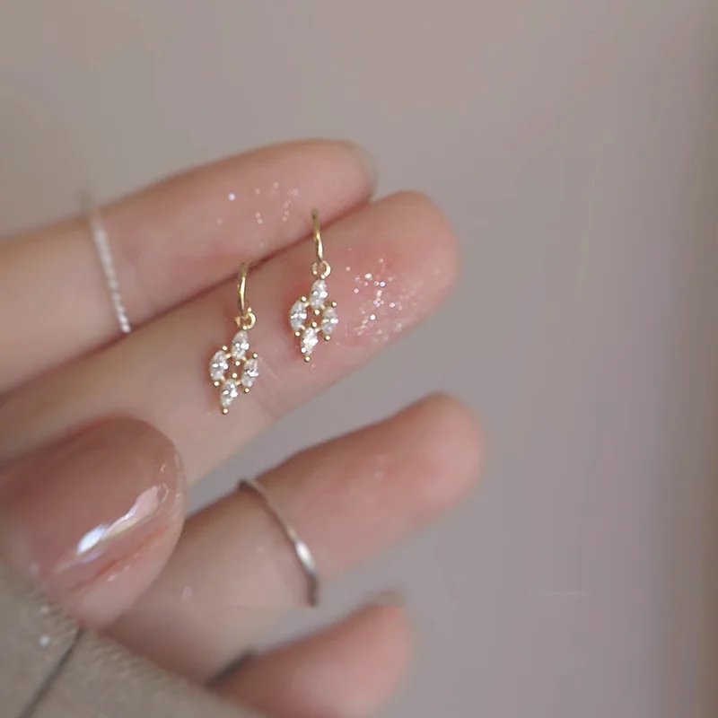 1Pair Gold Silver Color Geometry Zircon Stud Earrings for Women Temperament Sweet  Ear Piercing Jewelry Wedding Party Gifts