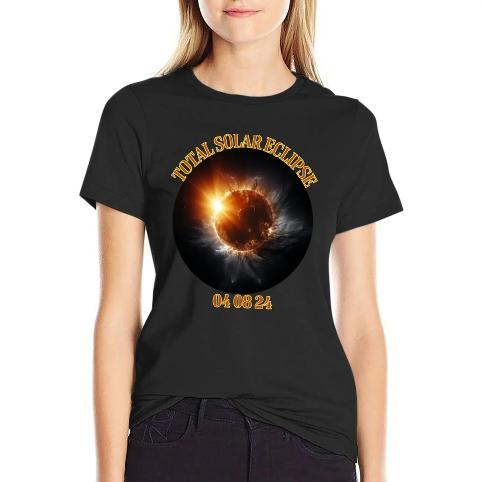 Total Solar Eclipse 04 08 24 Celestial Harmony T-Shirt summer top sublime Short sleeve tee workout shirts for Women loose fit