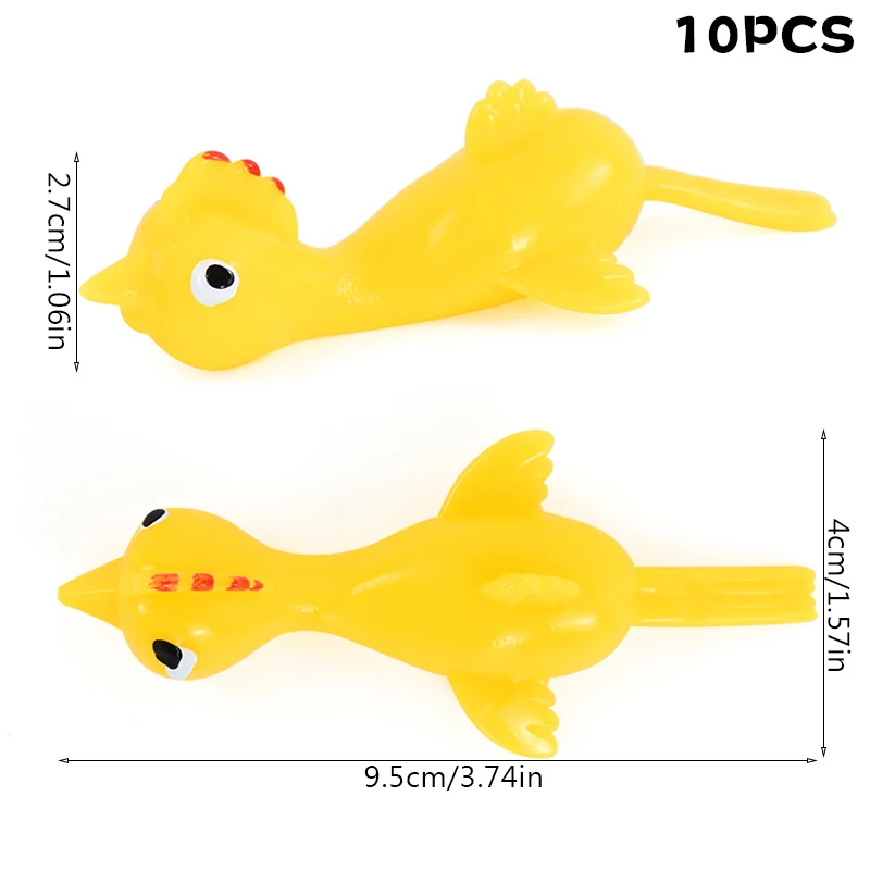 10Pcs Fun Catapult Launch Turkey Tricky Slingshot Chick Practice Chicken Elastic Flying Finger Birds Sticky Decompression Toy