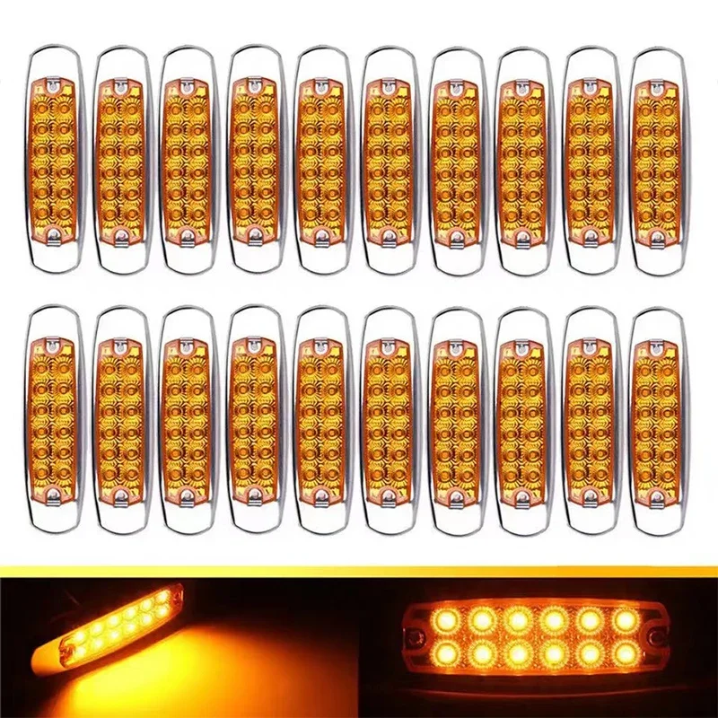 

10/20Pcs Truck Lorry Trailer Side Marker Indicators Car Turn Signal Brake Rear Warning Tail Light Lamp 24V 12V Truck Accessory
