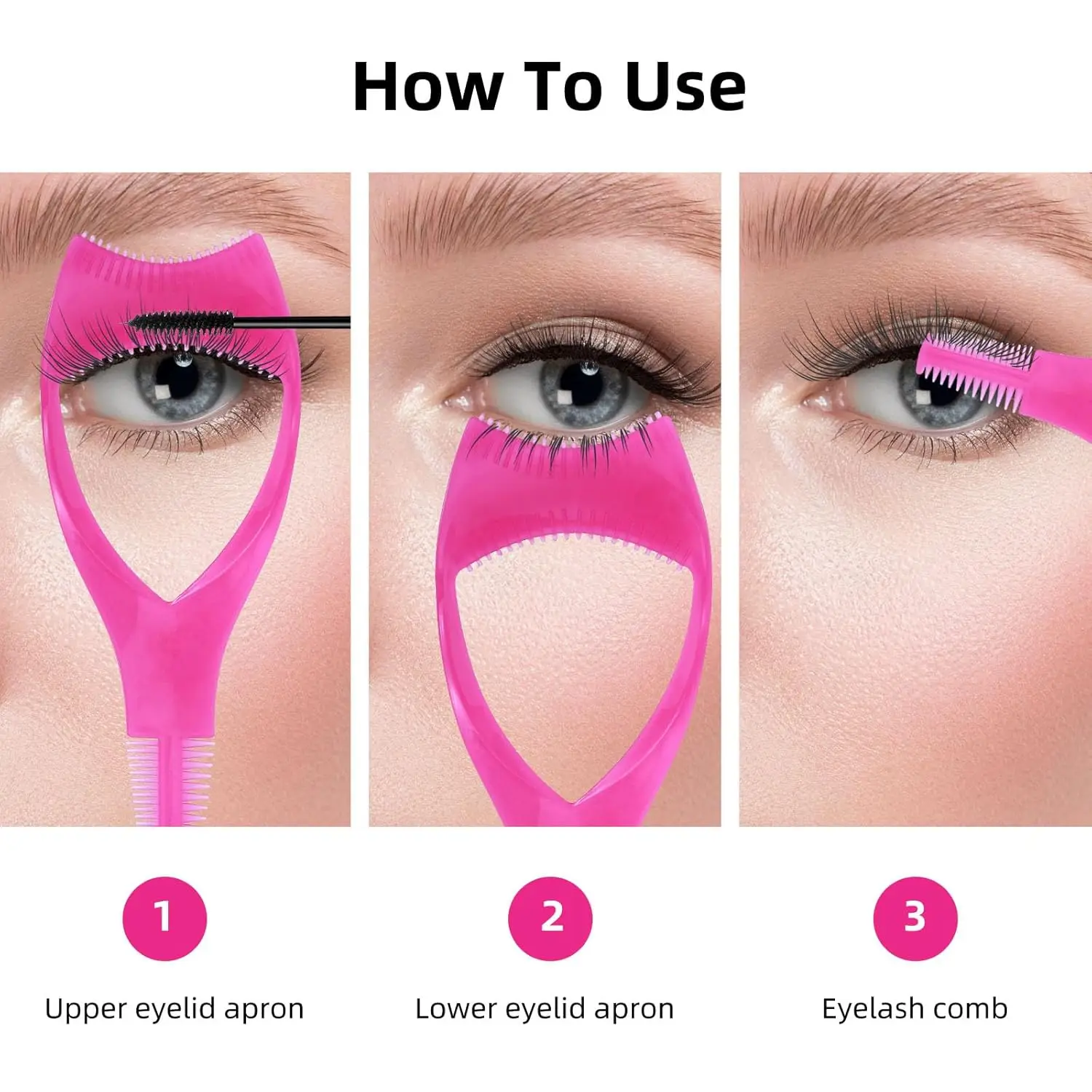 قالب أداة توزيع الماسكارا 3 في 1 مع واقي وحافظة لتجعيد الرموش، وحامل كحل، ومساعد للرموش، وأداة رسم الحواجب #1