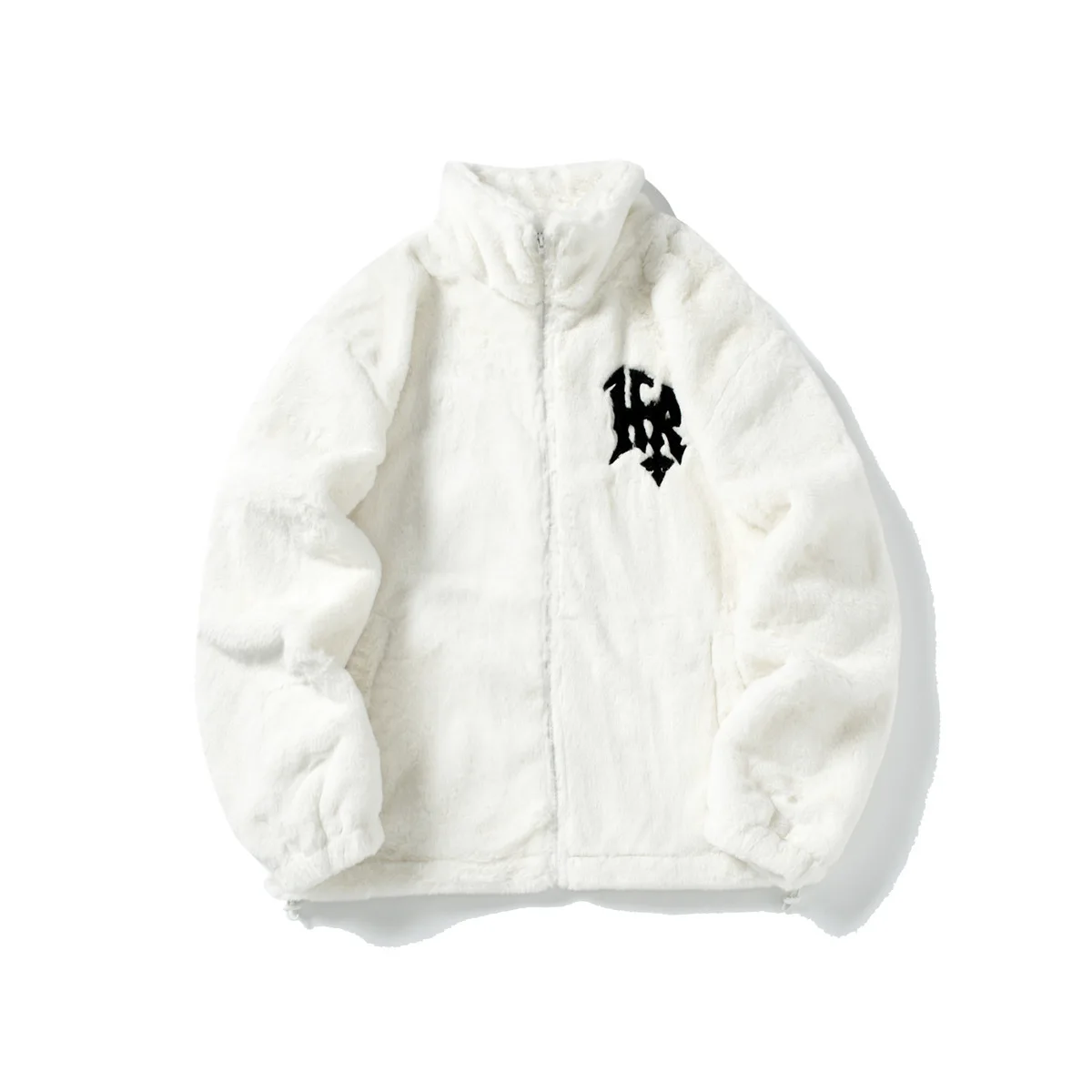 Hip Hop Alphabet Stehkragen Jacke Männer Übergroße Lose Fleece Warme Paar Baumwolle Mantel Winter Streetwear – Detail 3