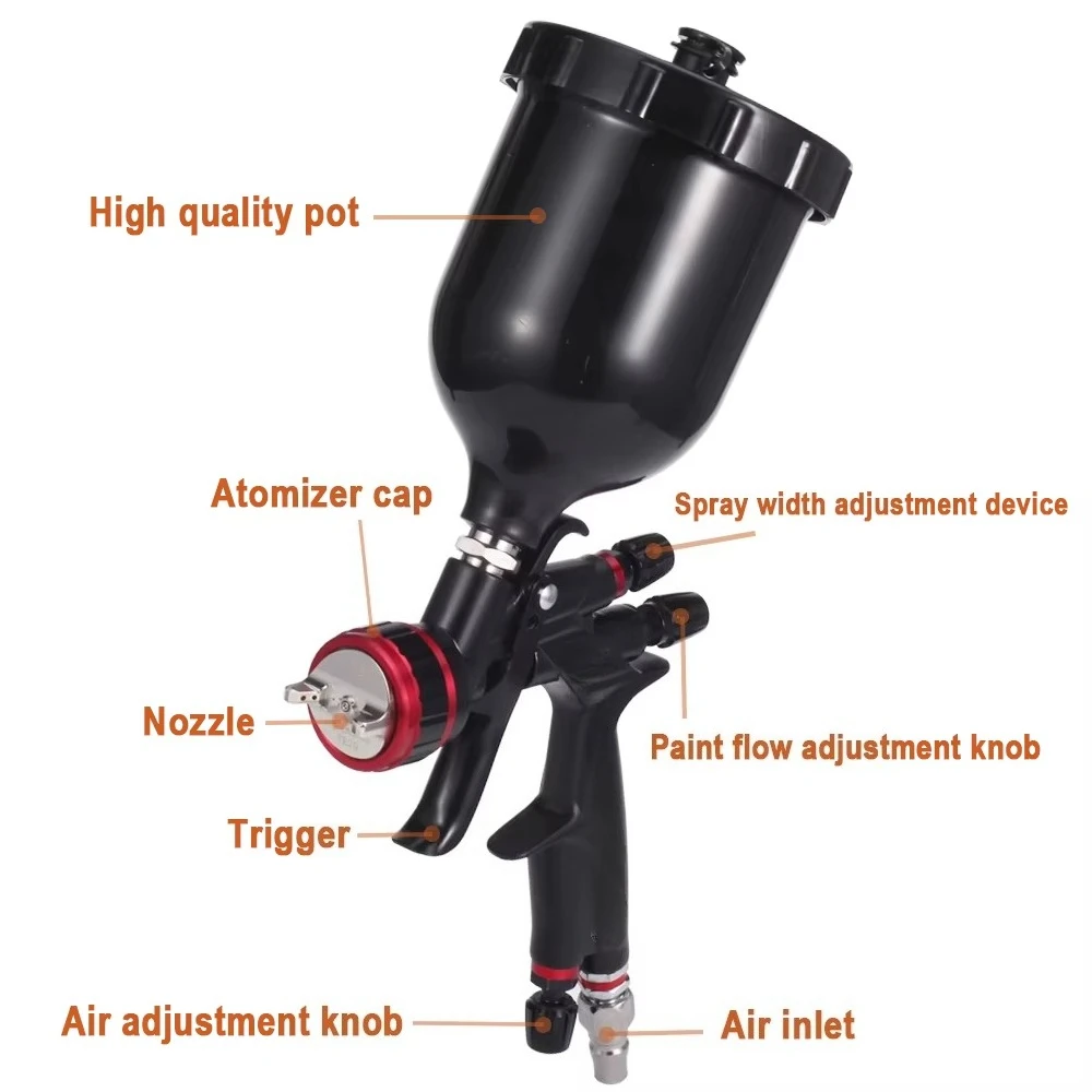 Pneumatic varnish spraying tool High atomization low pressure 1.3 mm nozzle size