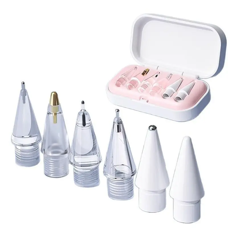 For Ipad For 1St/2Nd Gen For Pencil Pro Tips 6-Pack Wear-Resistant Metal Tips With Storage Case