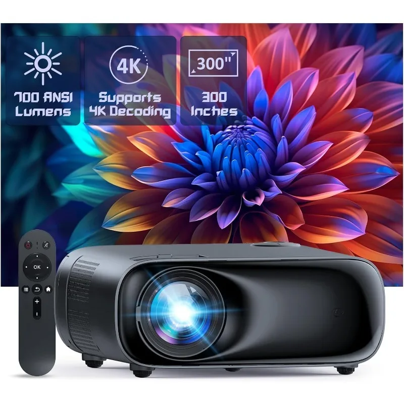 D65 Calibrated, Native 1080P, 4K Supported, Projector for Outdoor Movies  , Home Theaer, Compatible w/TV Stick, iOS, Android