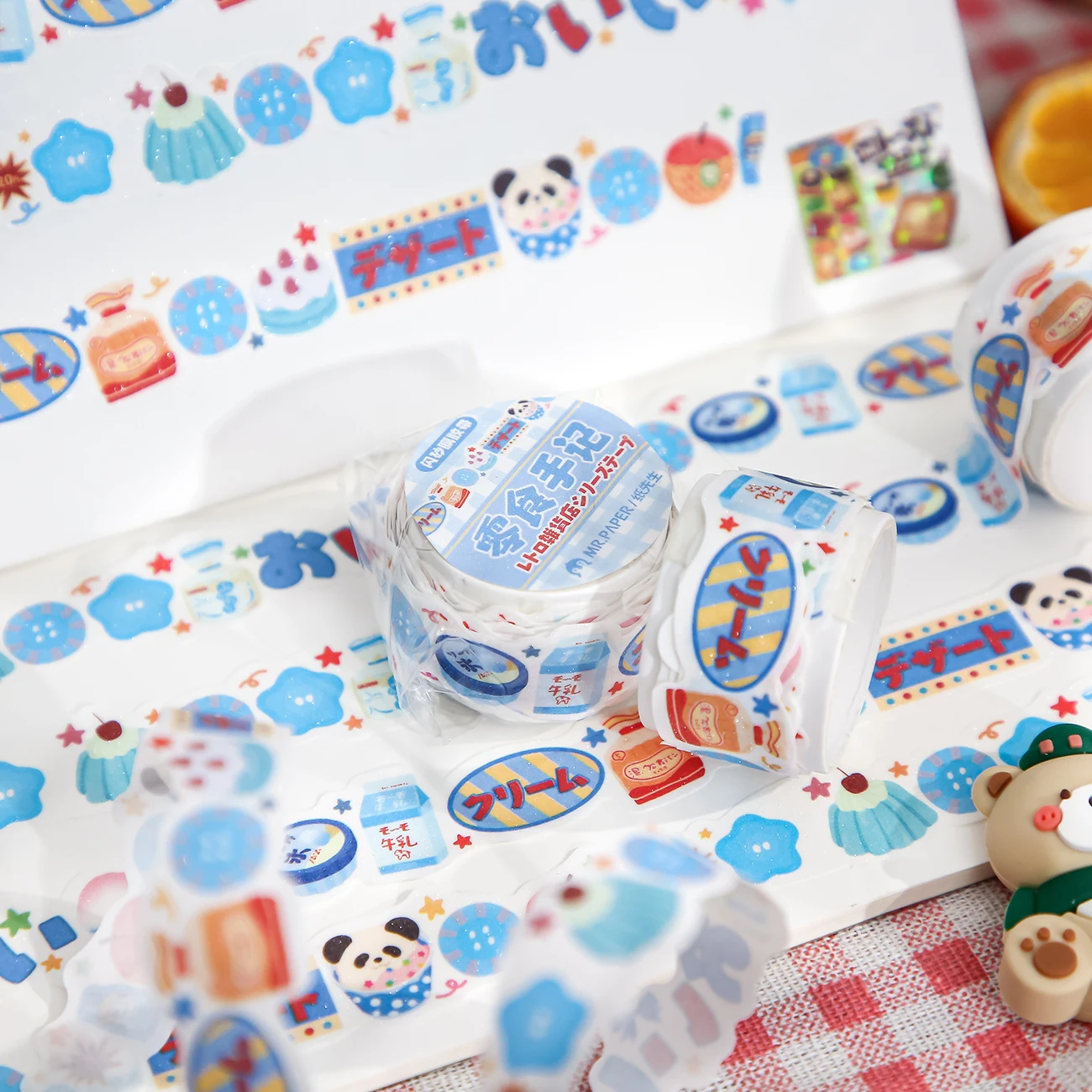 200cm/roll Washi Tapes Korean Cute Smoothie Pudding Dessert Sushi Pattern Irregular Tape Hand Collage Material DIY Decoration