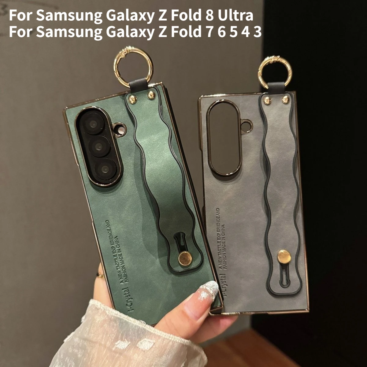 Luxury Retro Anti-lost Wristband Flip Case for Samsung Galaxy Z Fold 8 Ultra 7 6 5 4 3 Skin Feel Sheepskin Leather Protect Cover