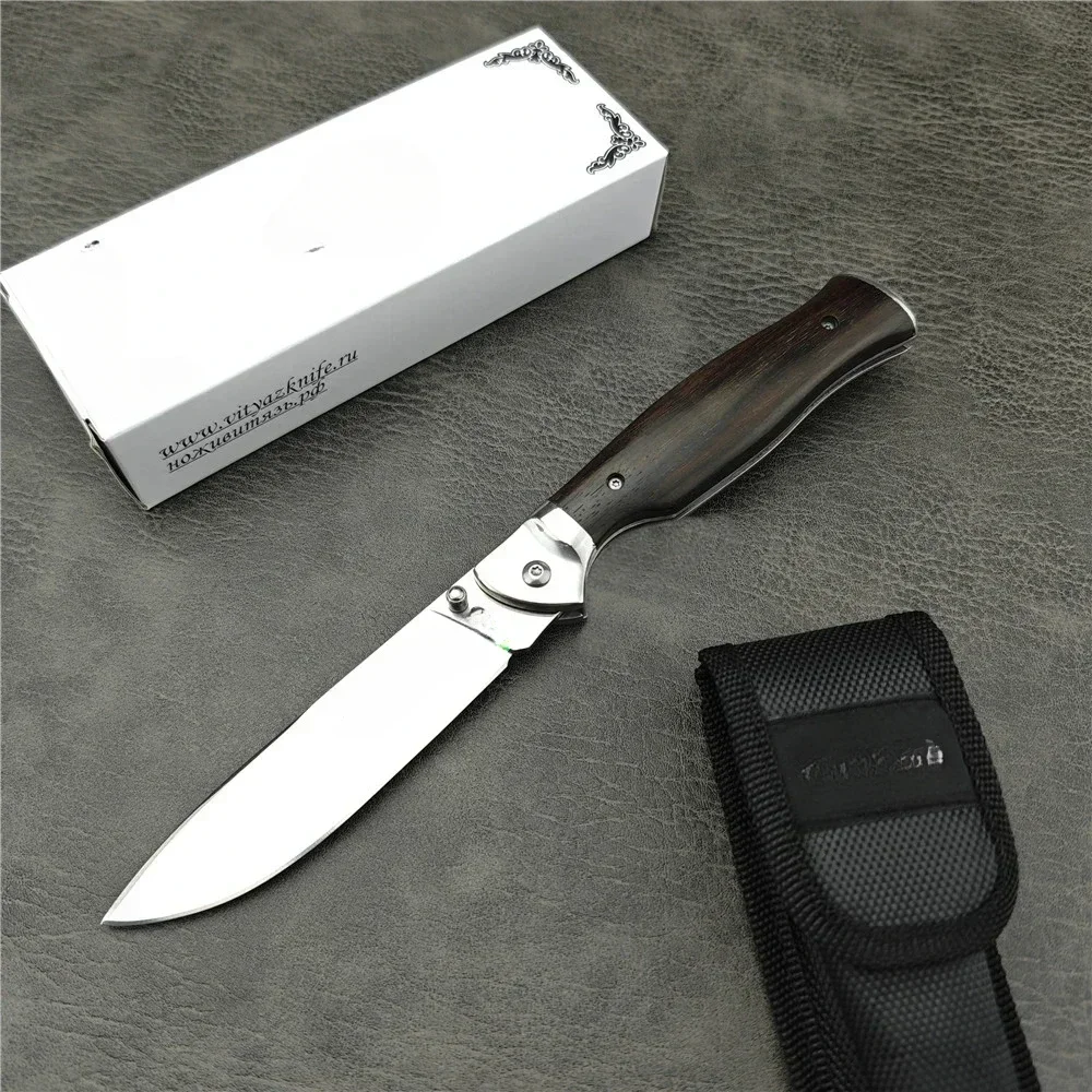 NEW Russian Styles Folding Pocket Knife 440C Blade Ebony Handle Tactical Knives Outdoor EDC Camping Hiking Survival Hunting Tool