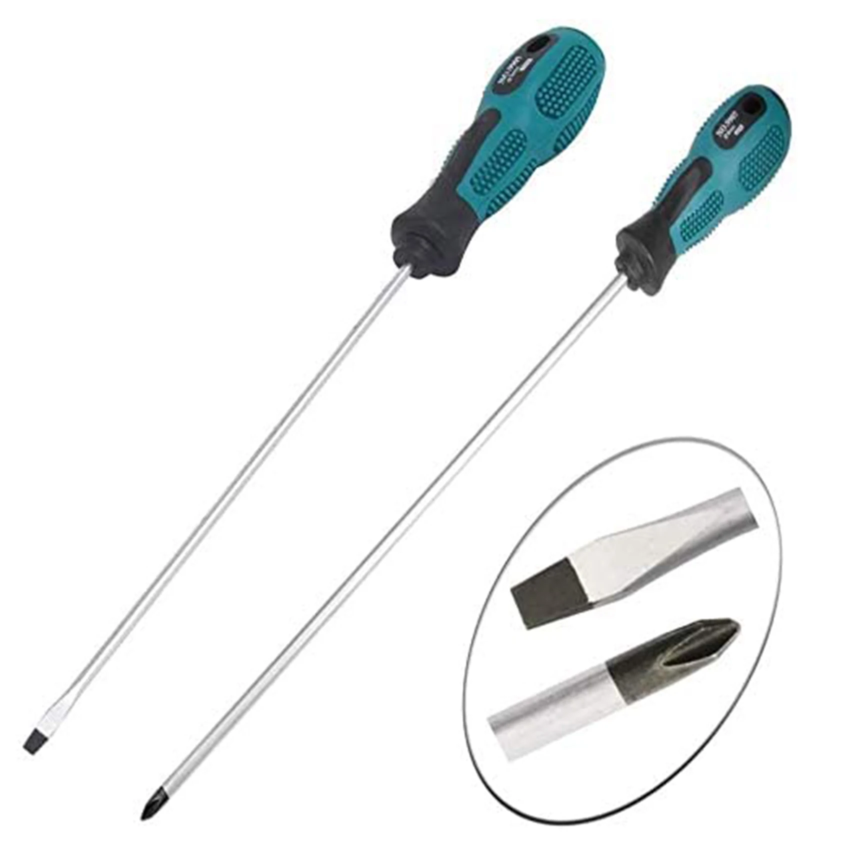 PENGGONG 2Pcs 12 Inch Long Slotted and Phillips Screwdriver Set Magnetic Screwdriver with Rubber Handle