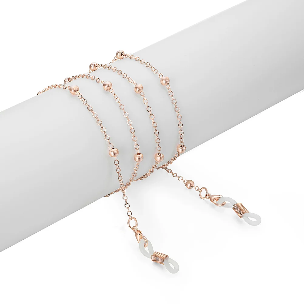 

2Pcs Alloy Eyeglasses Chain Fashion Anti-Slip Glasses Lanyard Cord for Sunglasses Eyewear Holder Neck Strap Rose Gold Silver